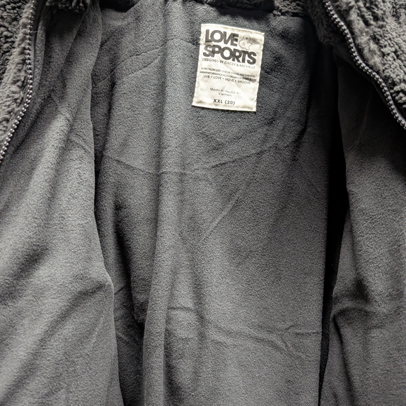 Black Teddy Jacket with Plush Fleece and Stand-Up Collar - Picture 3 of 10